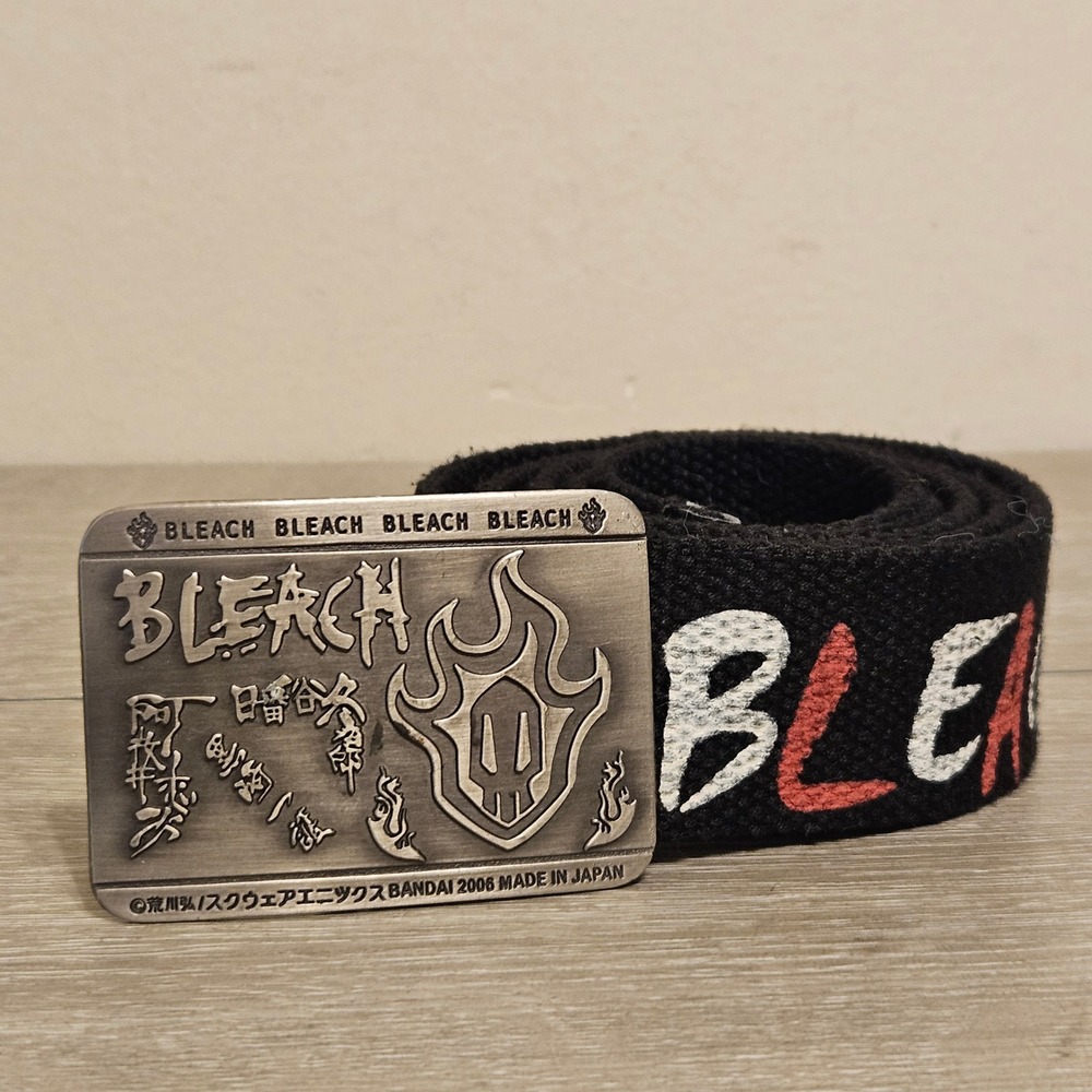 Vintage 2005 Anime Bleach Black Canvas Belt Made in Japan Bandai Measures 40x1.5